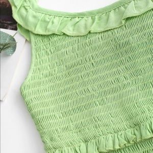 Smocked ruffle crop tank top